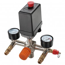 Secbolt Pressure Switch Manifold Regulator Gauges Air Compressor Parts Control Valve 90-120PSI Vertical Switch