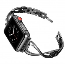 Secbolt Stainless Steel Band Compatible Apple Watch Band 38mm 40mm Women Iwatch Series 4, Series 3, Series 2 1 Accessories Metal Wristband X-Link Sport Strap, Black