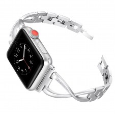 Secbolt Stainless Steel Band Compatible Apple Watch Band 38mm 40mm Women Iwatch Series 4, Series 3, Series 2 1 Accessories Metal Wristband X-Link Sport Strap, Silver