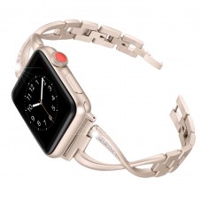 Secbolt Stainless Steel Band Compatible Apple Watch Band 38mm 40mm Women Iwatch Series 4, Series 3, Series 2 1 Accessories Metal Wristband X-Link Sport Strap, Champagne Gold