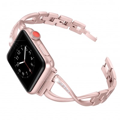 Secbolt Stainless Steel Band Compatible Apple Watch Band 38mm 40mm Women Iwatch Series 4, Series 3, Series 2 1 Accessories Metal Wristband X-Link Sport Strap, Rose Gold