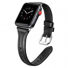 Secbolt Leather for Apple Watch Band 38mm Slim Replacement Wristband Sport Strap for Iwatch Nike+, Series 3 2 1, Edition Stainless Steel Buckle