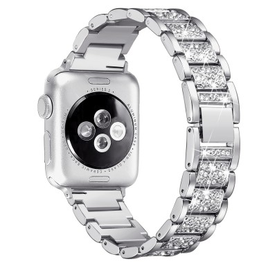 Secbolt Bling Bands Compatible Apple Watch Band 38mm 40mm Metal Replacement Wristband Compatible Iwatch Series 4 3 2 1, Silver