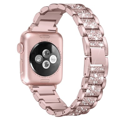 Secbolt Bling Bands Compatible Apple Watch Band 38mm 40mm Metal Replacement Wristband Compatible Iwatch Series 4 3 2 1, Rose Gold