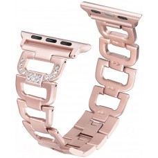 Secbolt Bling Band Compatible Apple Watch Band 38mm 40mm iWatch Series 5, Series 4, Series 3, Series 2, Series 1, Diamond Rhinestone Stainless Steel Wristband Strap, Rose Gold
