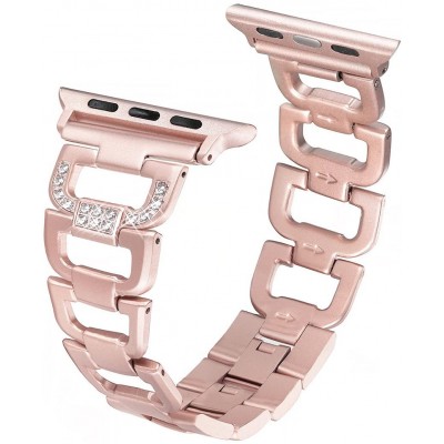 Secbolt Bling Band Compatible Apple Watch Band 38mm 40mm iWatch Series 5, Series 4, Series 3, Series 2, Series 1, Diamond Rhinestone Stainless Steel Wristband Strap, Rose Gold