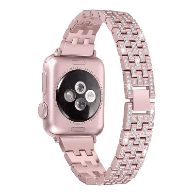 Secbolt Bling Metal Bands Compatible with Apple Watch Band 38mm 40mm iWatch Series 5/4/3/2/1, Dressy Rhinestone Bracelet Wristband Women, Rose Gold