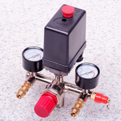 Secbolt Air Compressor Pressure Switch Manifold Control Valve 90-120PSI with Regulator Gauges and Safety Valve